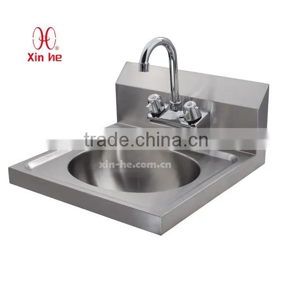 Stainless Steel Wall Hung Commercial Hand Washing Sink With Backsplash and Tap Hole for Public Use photo-2