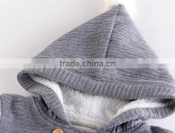 2016 Latest Design Boys Cotton Knitted Windproof Waterproof Hooded Trench Cardigan photo-5