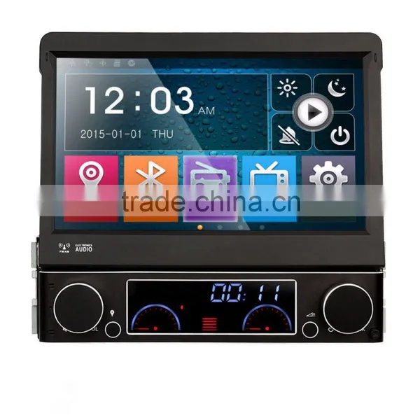 Winmark 7 Inch 1 Din Car Stereo DVD Player Stereo With Motorized Retractable Monitor GPS Bluetooth Radio Mirror-Link Universal