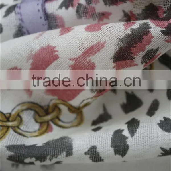 Shackles Printed Wool Scarf With Fringe photo-5