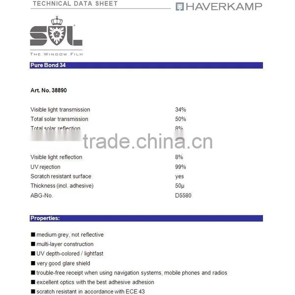 SL Automotive Film - Pure Bond 34 Self-adhesive Car Window Film photo-2