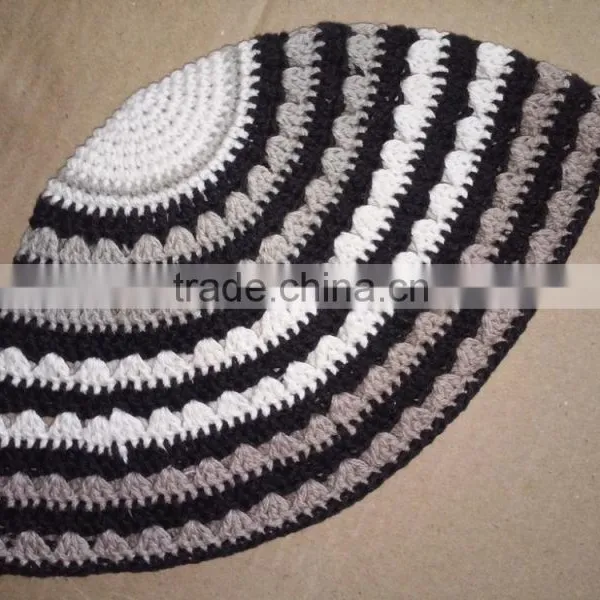 Black Color Cotton Hand-made Muslim Kippah Cap / High Quality Crochet Jewish Kippah/yarmulka