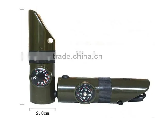 7 in 1 Multifunctional Military Survival Kit Magnifying Glass Whistle Compass Thermometer LED Light photo-6