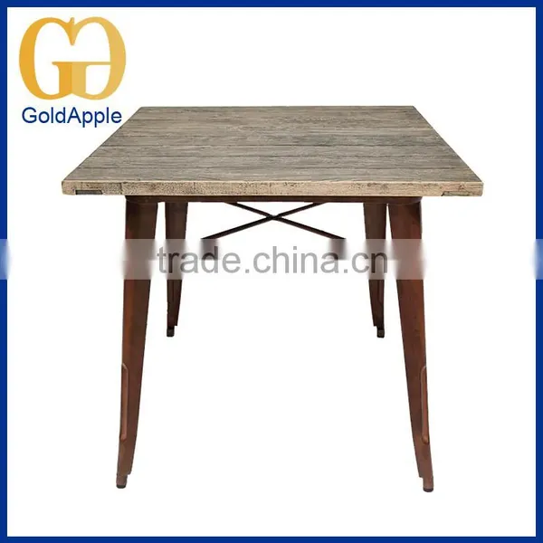 Wholesale Vintage Restaurant Dining Metal Legs Wood Table photo-2