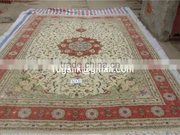 handmade silk&wool carpet persian design wool&silk rugs factory whosale wool carper