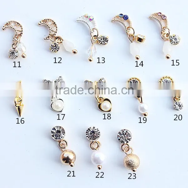 Fashionable Shining Stone With Chain Pearl Lucky Fancy Pendant Nail Sticker photo-2