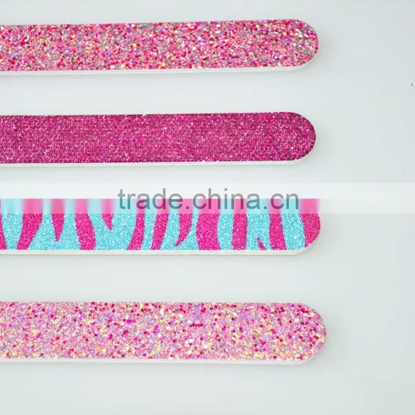 Wholesale Custom Bling Glitter Nail File Zebra Texture Emery Board Cheap Nail Care Tools for Beaurty Salon Factory photo-3
