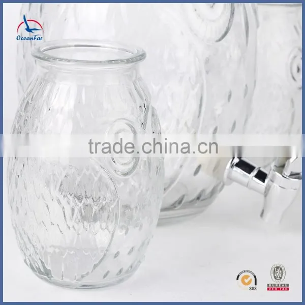 4L Hot Sale Beverage Glass Jar Owl Shape Cup Glass Dispenser photo-6