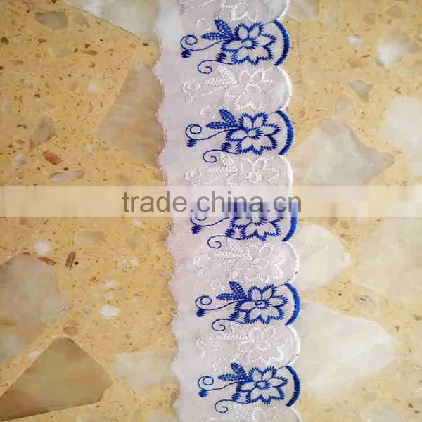 2016 White Blue T/c Lace Trimming for Sale/hot Sale Lace Trimming
