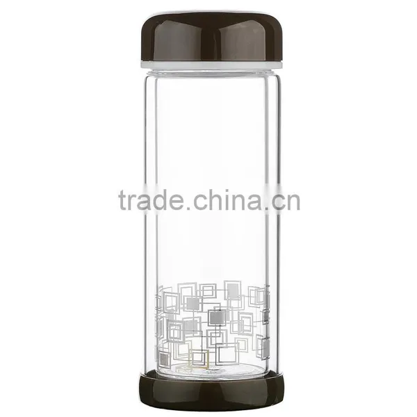 200ml Drinking Water Bottles With Colorful Lid Double Wall Glass Water Bottle for Tea photo-6