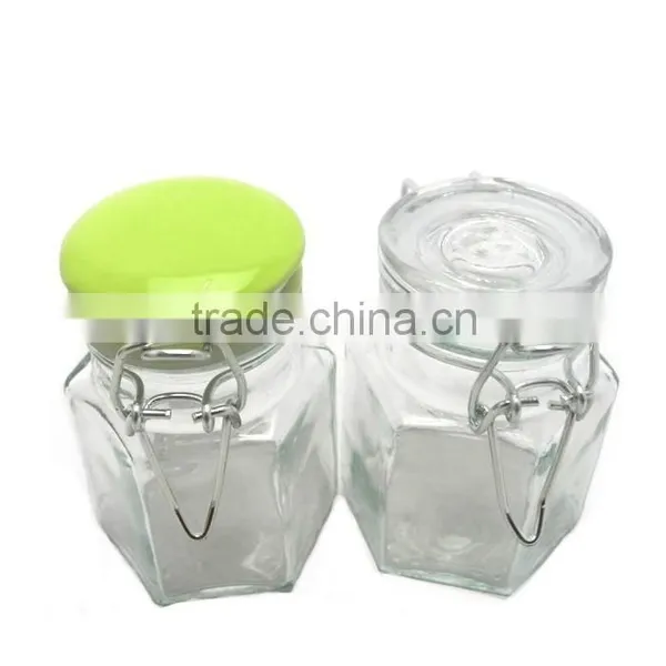 Hexagon Clear Glass Jar With Airtight Ceramic Lid photo-3