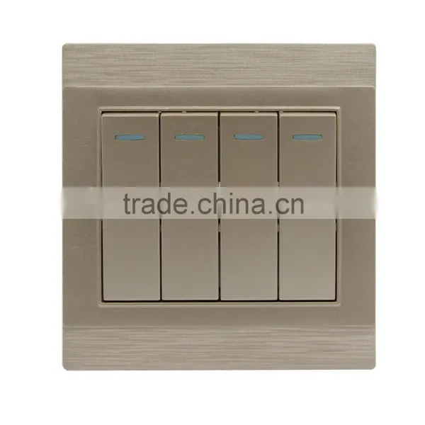 High Quality 4 Gang 2 Way Champagne Light Switch