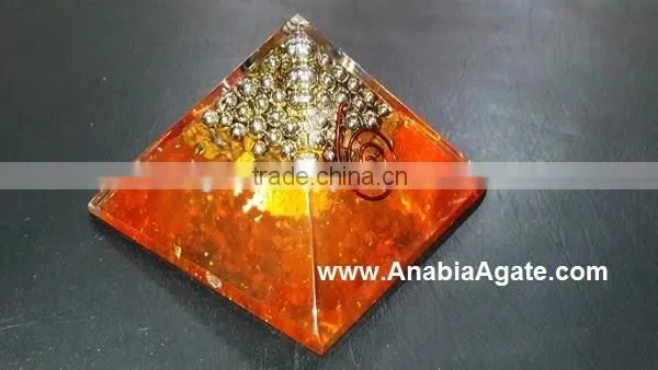 Orgone Orange Pyramid With Silver Pearl's : Wholesale Spiritual Orgone Products photo-5