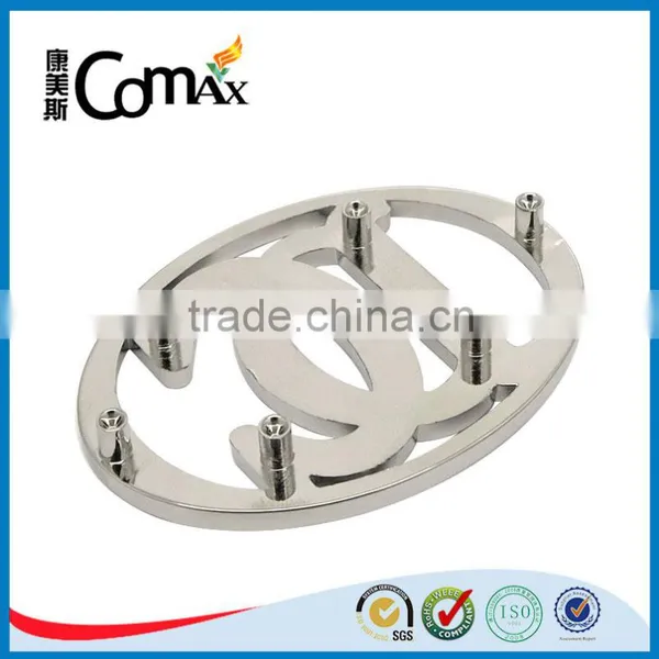 Oval Hollow Letters Silver Custom Metal Logo Labels for Handbags photo-6