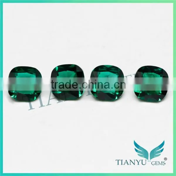 7*7 mm Square Cushion Cut Synthetic Raw Green Color of Emerald Stone photo-5