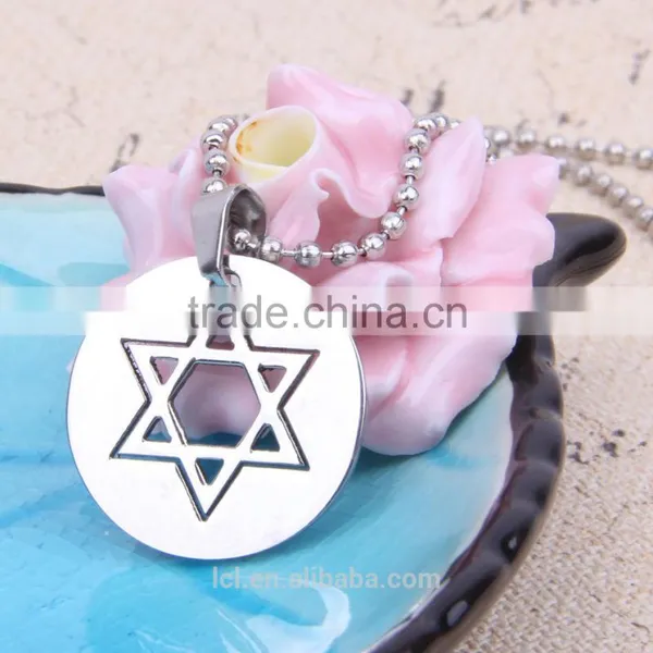 New Arrival Fashion Jewelry Handmade Bead Chain Necklace Religious Necklace Star of David Necklace Stainless Steel photo-2