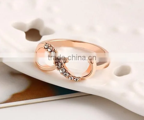 2016 New Fashion Jewelry 14k Real Rose Gold Plated Crystal Piston Ring photo-4