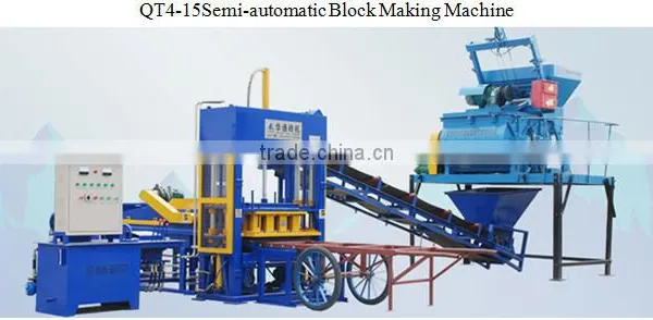 QT4-15 SEMI AUTOMATIC BLOCK MACHINE/BLOCK MAKING MACHINE/JS500 mixer