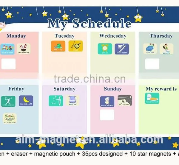 Magnet Chores Chart Weekly Calendar Custom Design Kids Dry Erase Board PET Film photo-2