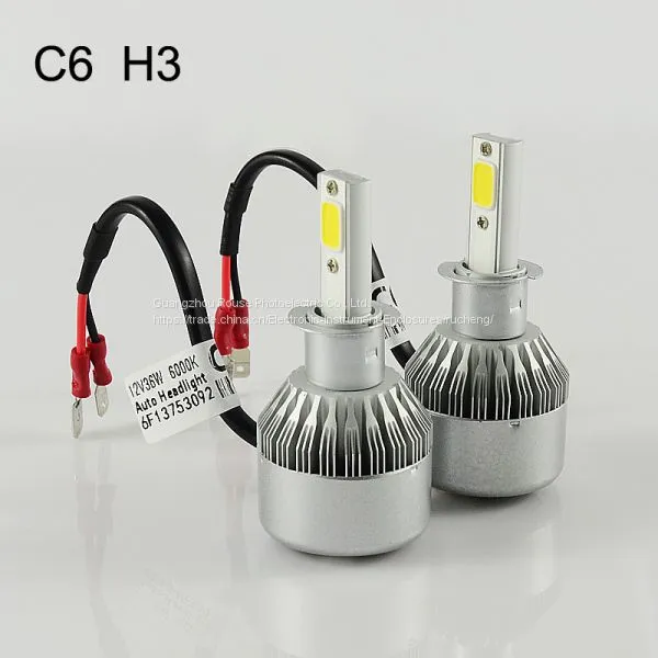LED фара C6 h3 cob 30Вт/Лампа 60Вт/Набор 6400 лм/набор Светодиодные лампы фар ближнего/дальнего света LED автомобильные фары