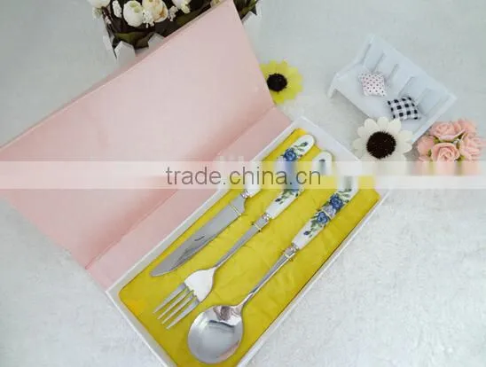 Ceramic Handle Stainless Steel Set Spoon and Fork Set photo-4