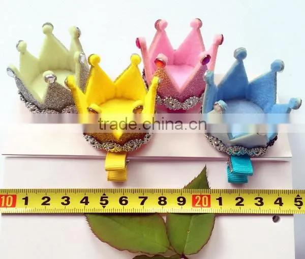 New Premium 3D Assorted Princess Cinderella Inspired New Design Polyester Barrette Felt Hair Clip With Sequin Rhinestone photo-2