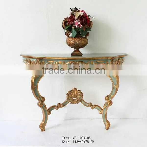 Green Marble Baroque Wall Cleat 2 Leg Console Tables photo-5