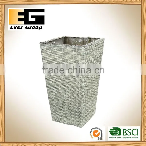 Hand Woven Plastic Rattan Storage Bucket Outdoor Decorative Flowerpot photo-5