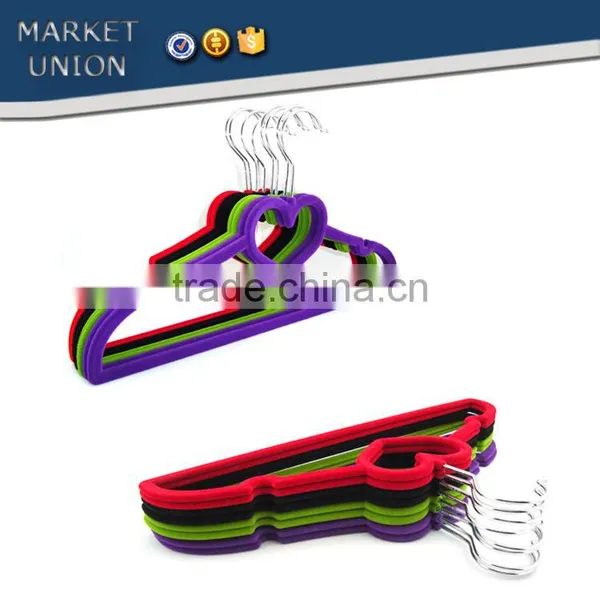 ABS Plastic Heart Shape Antiskid Velvet Hangers Flocking Clothes Hanger With Pulley,ABS,Nylon Villi,Chrome Plated Hook photo-6