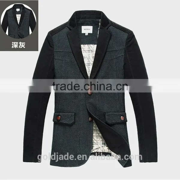 2016 New Design Slim Fit Blazer for Man Grid Business Suit 100% Wool Spring / Autumn Clothes photo-2