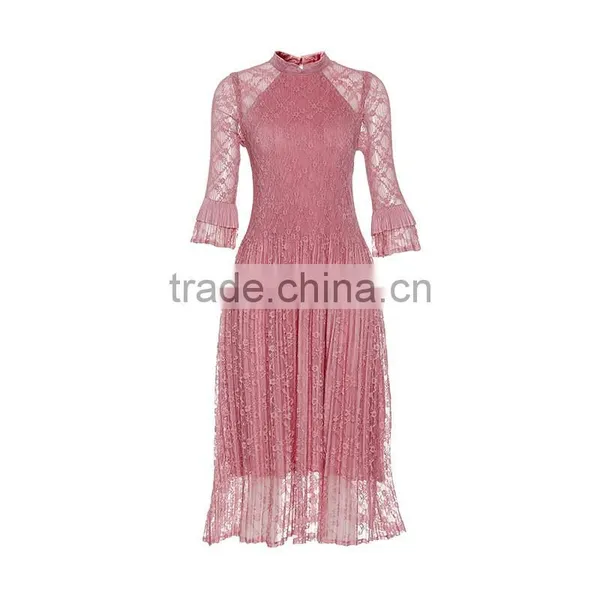 Maxnegio Topshop Pleated Lace Maxi Causal Dress photo-6