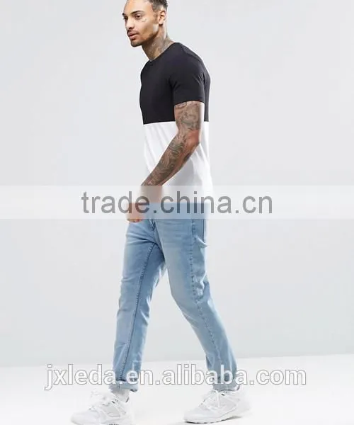 Customize Men Longline Muscle Slim Fit Contrast Color Blank T-shirt photo-4