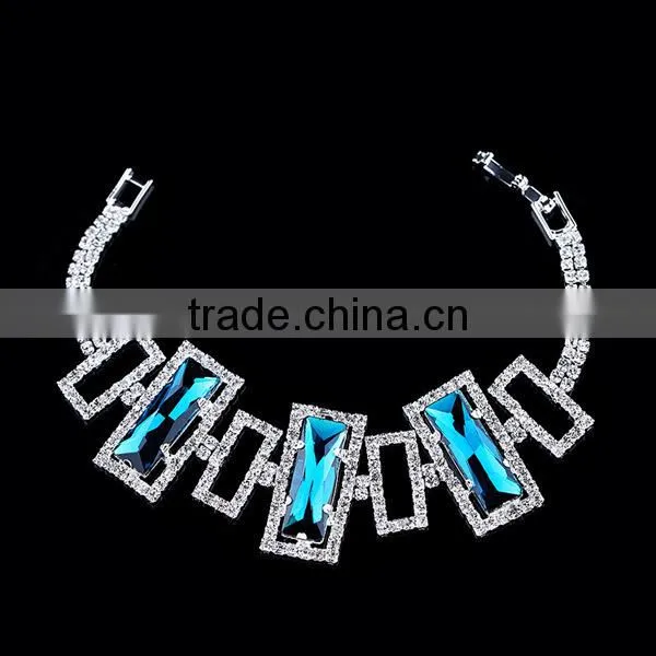 Fashion Wholesale Valentines Gift Zircon Woman Sapphire Diamond Bangle Gold Plating Bracelet photo-3