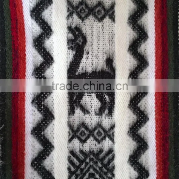 3/4 Sleeve Super Soft Warm Geometric Pattern 100% Llama Wool Poncho photo-6