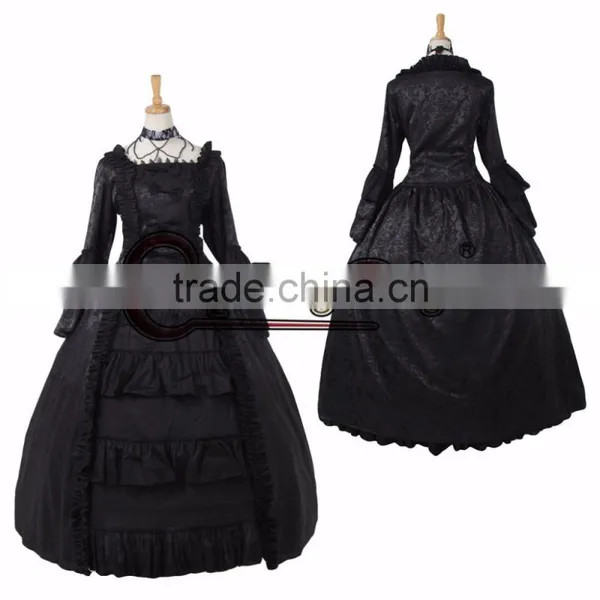 Black Ball Gown Medieval Dress Cosplay Costume Women's Fancy Dress Custom Made photo-3