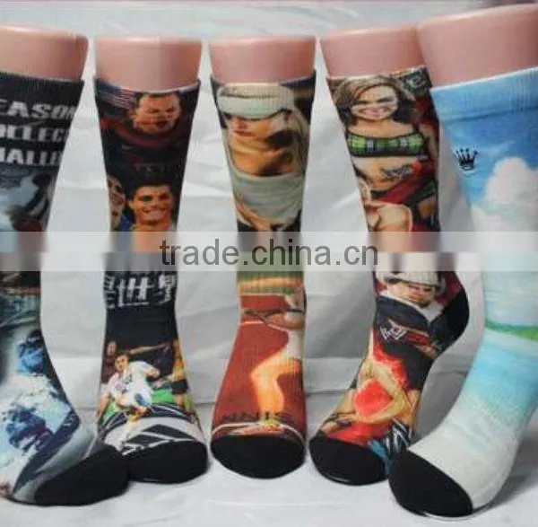 OEM 360 Women Heat Sublimation Printing Socks Printing Crew Sock photo-4