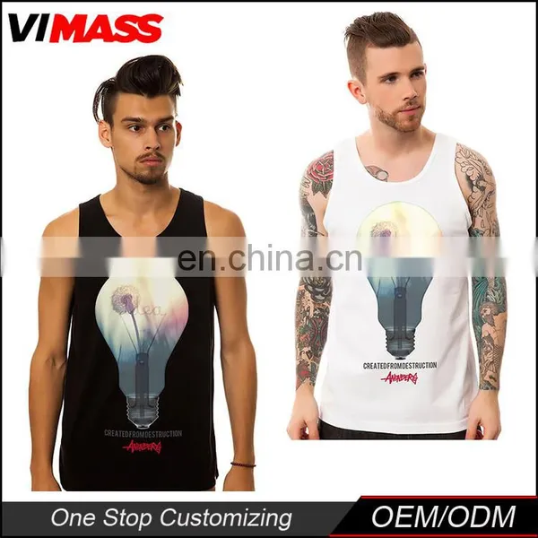 Custom Printed Logo Cotton Mens Tank Top