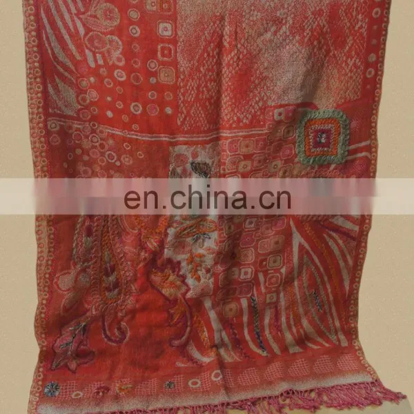 100% Wool Jamawar Shawl With Fancy Wool Embroidery photo-2