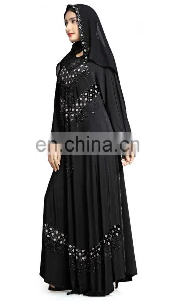 Women's New Casual Daily Wear Embroidery Abaya Burkha With Embosed Velvet Work And Chiffon Dupatta photo-3