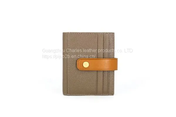 Custom Goatskin Buckle Ladies Purse Card Bag Hit Color Multi-card Leather Small Wallet