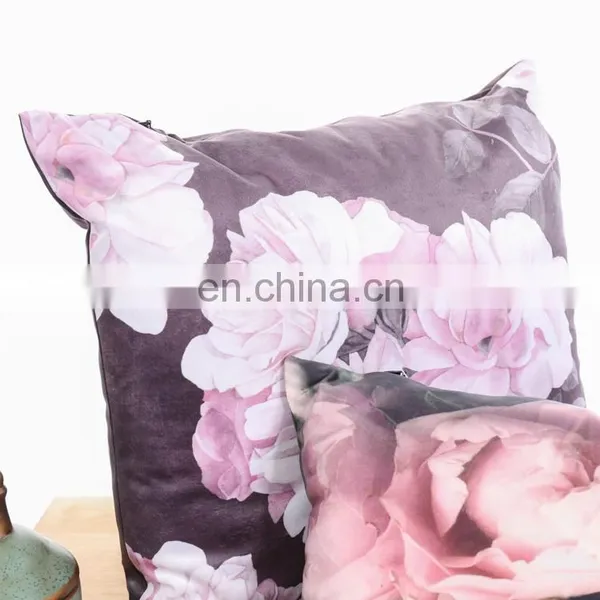 2019 Amazon Top Seller New Design Peony Flower Printed Black Cushion Cover Pillowcase photo-7