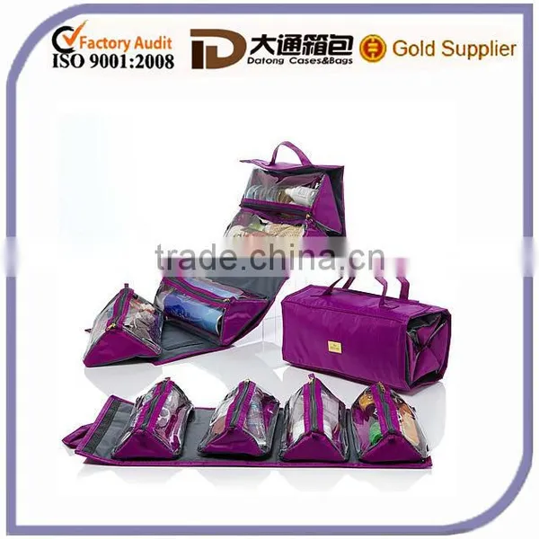 Four triangular prism combinations PVC and polyester cosmetic bag