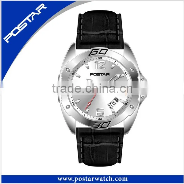Genuine Leather Japan Movement Stainless Steel Quartz Watch photo-4