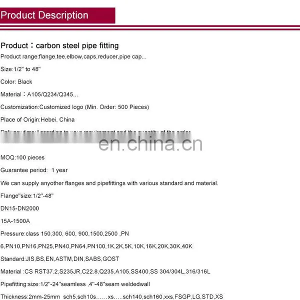 Best Seller Elegant Top Quality Pipe Elbow Tee Reducer Union Flange Carbon Steel Fitting photo-3