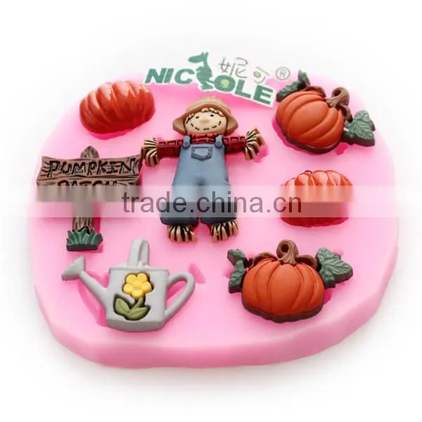 F0536 Nicole Hallowmas Pumpkin Silicone Molds For Cake Decorating Tool photo-3