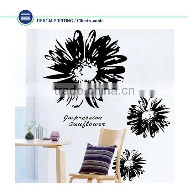 Black Flower Waterproof PVC Decoration DIY Wall Sticker