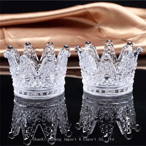 Durable Clear Glass Candlesticks Creative Cute Crystal Crown Ashtray Candle Holders For Christmas Party Home Decoration photo-2