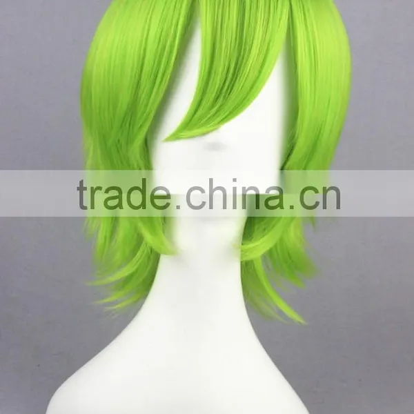 High Quality 35cm Short Straight GUN DAM Ribbons Almark Light Green Wig Cosplay Synthetic Anime Wig Cosplay Hair Wigs photo-3