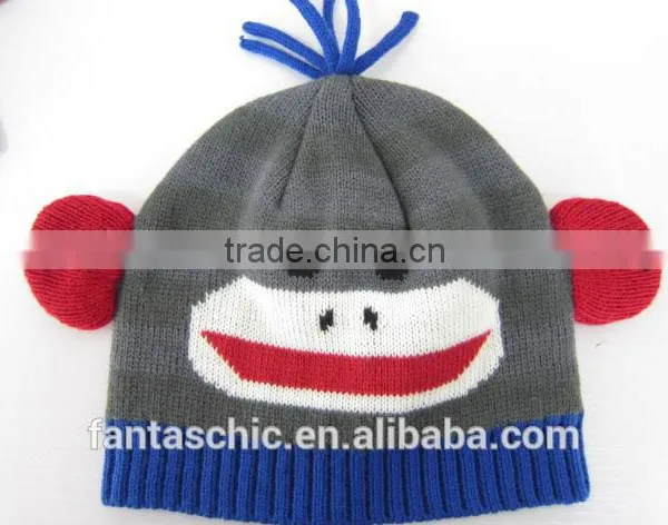 Cute Children's Knitted Monkey Animal Winter Beanie Hat