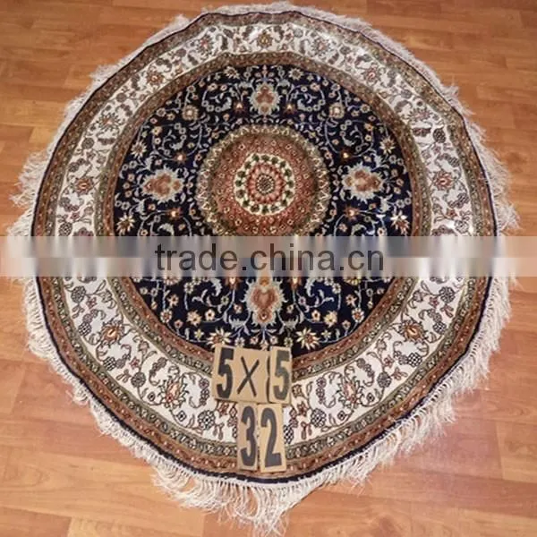 Round 5x5ft Luxury Home Cotton Persian Hand Knotted Carpet photo-2